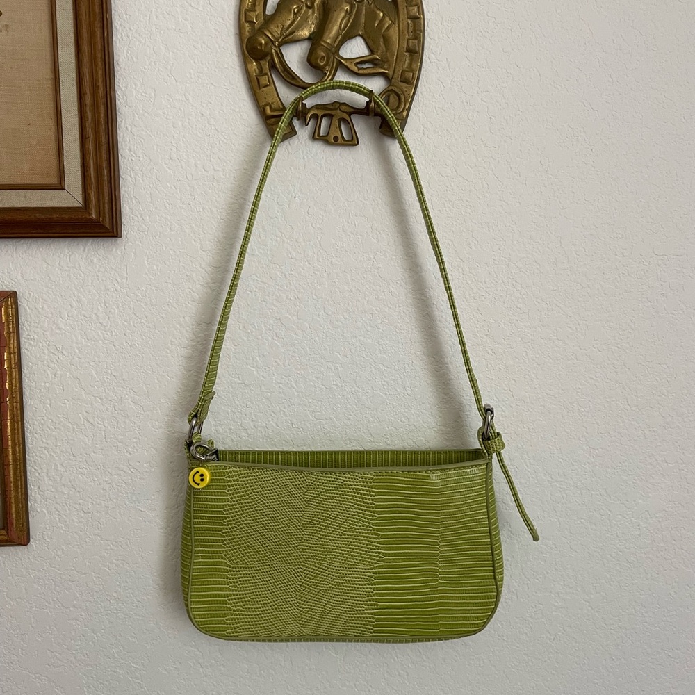 Green Faux Leather Shoulder Bag